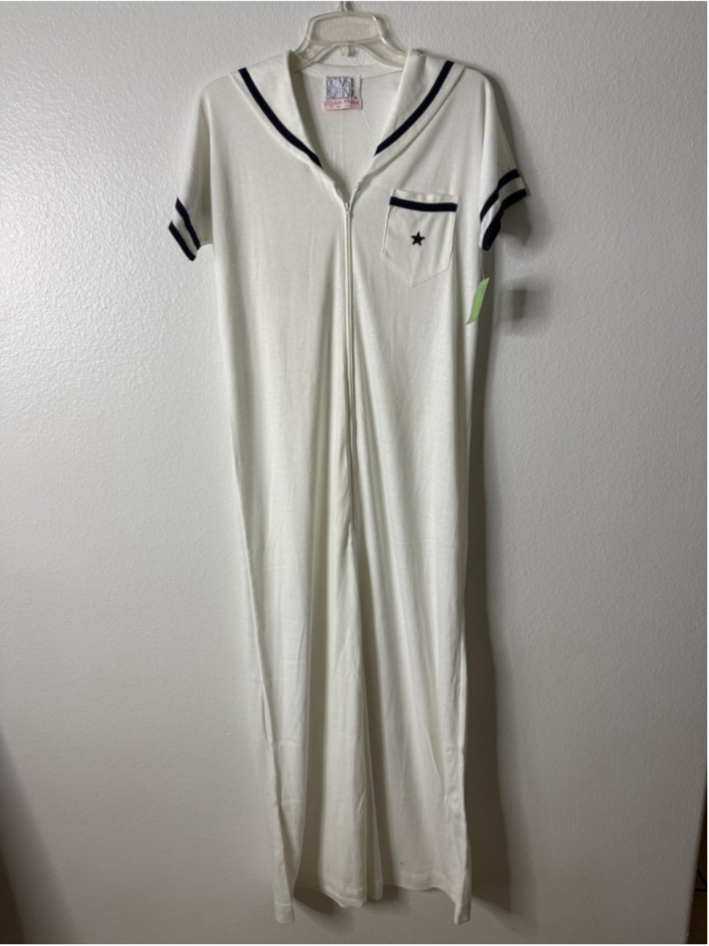 Vintage Clovis Ruffin Elizabeth Arden Sailor Collar Maxi Lounge Dress Made In US - Picture 10 of 16
